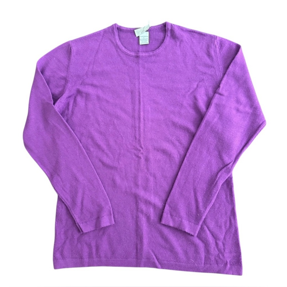 LAURA LEIGH ITALIAN COLLECTION MERINO WOOL SWEATER PURPLE CREW NECK LONG SLEEVE